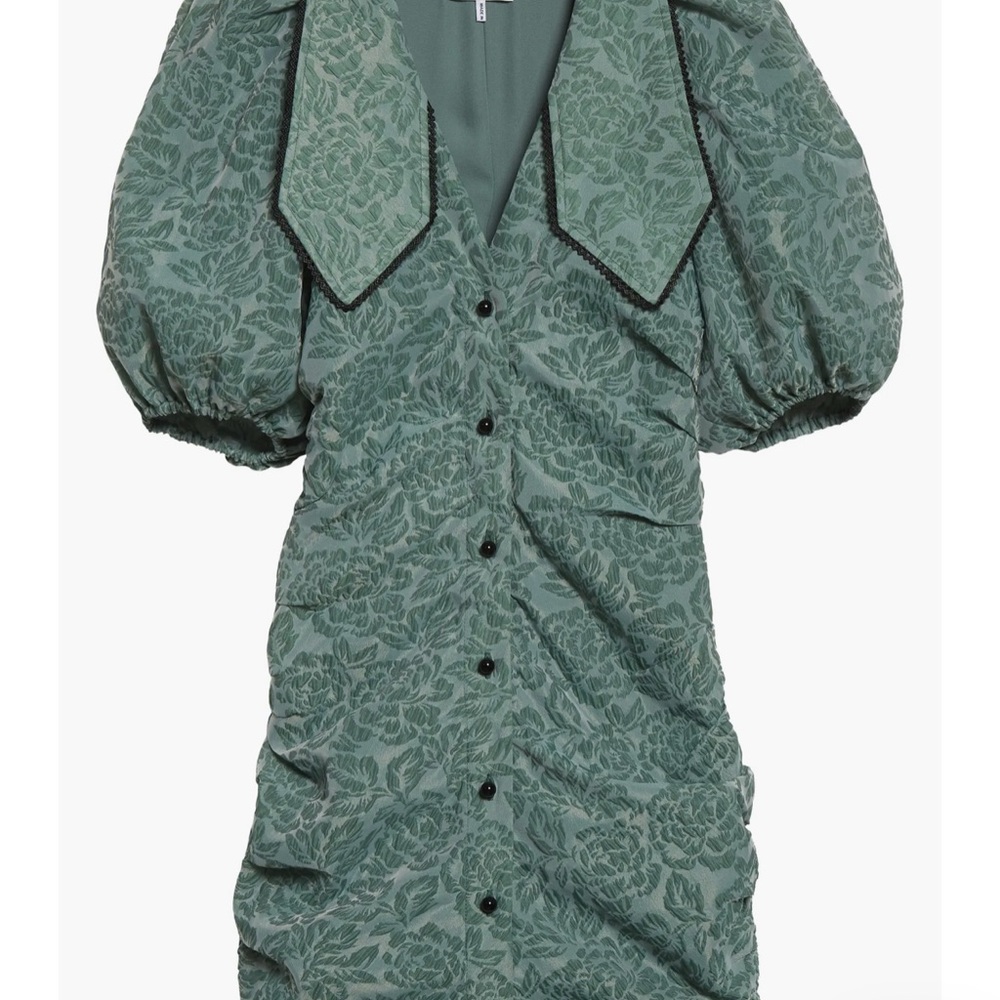 Ganni Green Patterned Midi Dress
